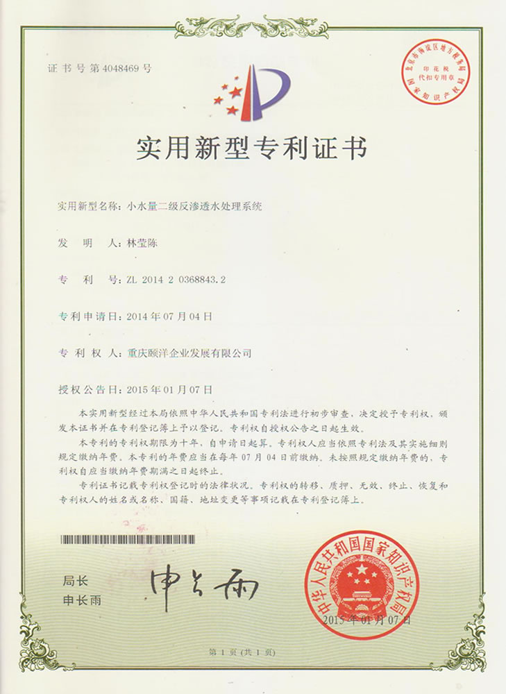 小水量二级反渗透水处理系统